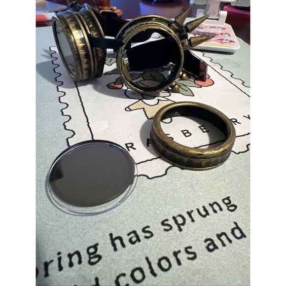 Black Spike Goggles cyber punk biker Gothic rave aviator Steampunk Cosplay - Picture 5 of 5